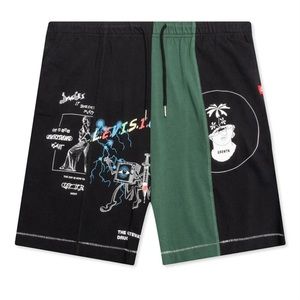 JUNGLES TELEVISION SPLIT JERSEY SHORTS - BLACK/GREEN Men’s Size Small